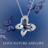 Butterfly Necklace for Women with Blue Crystals