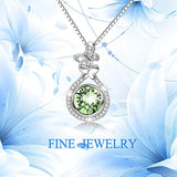 August Birthstone Sterling Silver Teardrop Necklace Pendant with Simulated Peridot Crystals