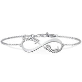 925 Sterling Silver Personalized Infinite Love Name Bracelet Length Adjustable 6”-7.5”