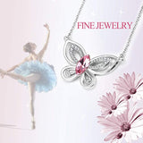 Butterfly Necklace Pink Crystal Butterfly Pendant Necklace with Crystal,Jewelry Gift