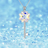 Key Necklace The Key to Your Heart Pendant Four-Leaf Clover Necklace with Crystal