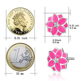 Stud Earrings for Girls Sterling Silver Enamel Pink Flower Earrings