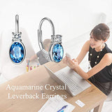 Aquamarine Blue Crystal Sterling Silver Earrings