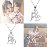 925 Sterling Silver Mom Baby Dolphin Love Pendant Necklace