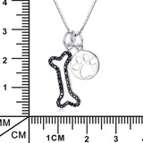 Women Silver Set Pendant Jewelry 925 Sterling Silver Two-tone Puppy Bone and Cat Paw Necklace,18"