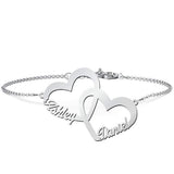 925 Sterling Silver Personalized Interlocked in Love Name Bracelet Length Adjustable 6”-7.5”