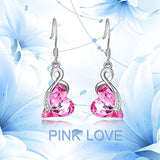 Love Heart Dangle Drop Earrings with Crystals Fine Jewelry