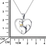 Women's Animal Jewelry Gift Solid Silver Love Heart Cat Necklace,18"