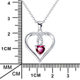 925 Sterling Silver Created Ruby Love Heart Pendant 18" Necklace