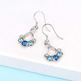 Love Heart Crystals Dangle Drop Earrings