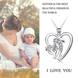 925 Sterling Silver Mom Baby Dolphin Love Pendant Necklace