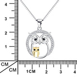 Owl Necklace Sterling Silver Mother and Baby Owl Pendant Necklace for Women Girls