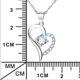 White Gold Plated Heart Necklace Sterling Silver Love Promise Jewelry for Women Wife Girlfriend Daughter Aunt (White)