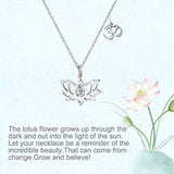 Sterling Silver Pendant Necklace with Om Symbol Cubic Zirconial Lotus Flower Jewelry Necklaces