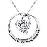 I Love You to The Moon and Back Sterling Silver Clear Crystal Infinity Heart Pendant Necklace 18"