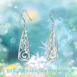 925 Solid Sterling Silver Filigree Teardrop Dangle Drop Earrings