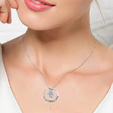 I Love You to The Moon and Back Sterling Silver Clear Crystal Infinity Heart Pendant Necklace 18"