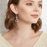 Sterling Silver Star Drop Dangle Earrings,Double Star Earrings