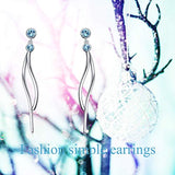 Simple Linear String Earrings with Aquamarine Crystal