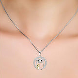 Owl Necklace Sterling Silver Mother and Baby Owl Pendant Necklace for Women Girls