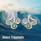 925 Sterling Silver Simulated Peridot Stud Earrings With Green Crystals,August Jewelry