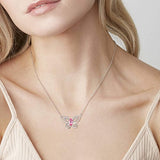 Butterfly Necklace Pink Crystal Butterfly Pendant Necklace with Crystal,Jewelry Gift