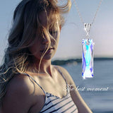 Crystal Pendant Necklace for Women Girls S925 Sterling Silver Chain Wife Daughter Girlfriend Jewelry Gift