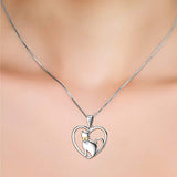 Women's Animal Jewelry Gift Solid Silver Love Heart Cat Necklace,18"