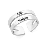 Two Name 925 Sterling Silver Personalized Ring Engraved Name Ring