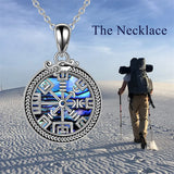 Viking Compass Celtic Knot Urn Necklace for Ashes Sterling Silver Abalone Shell Viking Jewelry for Men Cremation Jewelry Keepsake Pendant Necklace