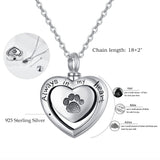 925 Sterling Silver Paw Print Urn Necklace for Ashes Cremation Jewelry for Ashes of Loved Ones Keepsake