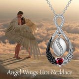 Infinity Wings Urn Necklace for Ashes Sterling Silver Cremation Jewelry Memorial Gifts for Women Men