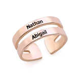 Two Name 925 Sterling Silver Personalized Ring Engraved Name Ring