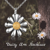 Daisy Urn Necklace for Ashes 925 Sterling Silver Sunflower Cremation Jewelry for Ashes Memory Jewelry for Women Men