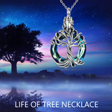 Sterling Silver Tree of Life Urn Necklace for Ashes with Circle Crystal Cremation Memorial Keepsake Jewelry