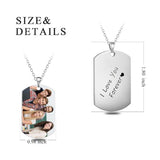 Stainless Steel Personalized Color Photo&Text Necklace Adjustable 16”-20”