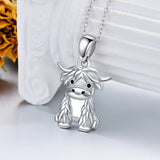 925 Sterling Silver Highland Cow Necklace for Women Girls Gift