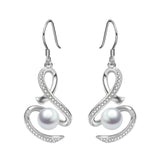 Infinity Earrings Sterling Silver Pearl Dangle Drops with Fishhook Anniversary Gifts for Women