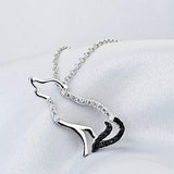 Wolf Pendant Necklace 925 Sterling Silver Cubic Zirconial Necklace 18"