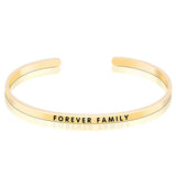 Rose and Yellow Gold Tone Sterling Silver Forever Family Cuff Bangle for Women Family