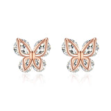 Rose Gold Sterling Silver Stud Earrings for Women(Cubic Zirconia Earrings)