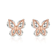 Rose Gold Sterling Silver Stud Earrings for Women(Cubic Zirconia Earrings)