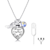 Love Heart URN Necklace Silver Heart Pendant Necklace with Crystal