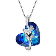 Heart Necklaces for Women Blue Crystals Rose Jewelry