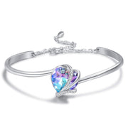 Love Heart Adjustable Bangle Bracelets-Blue Purple Crystals from Crystal I Love You Bracelet Hypoallergenic 