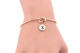 Copper Simple Love Knot with initial Personalized Engraved Bangle