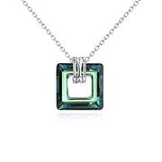 Square Crystal Pendant Necklace for Women Girls