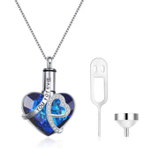 Crystal Love Heart URN Sterling Silver Heart Pendant Necklace