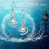 Infinity Earrings Sterling Silver Pearl Dangle Drops with Fishhook Anniversary Gifts for Women