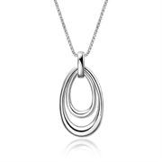 Circle Hoop Necklace 925 Sterling Silver Oval Teardrop Dangle Jewelry for Women Girls 18"